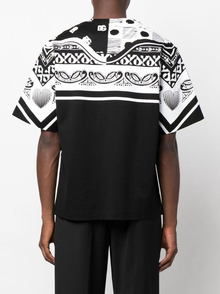 Black and White Dg Bandana Print Cotton T-shirt