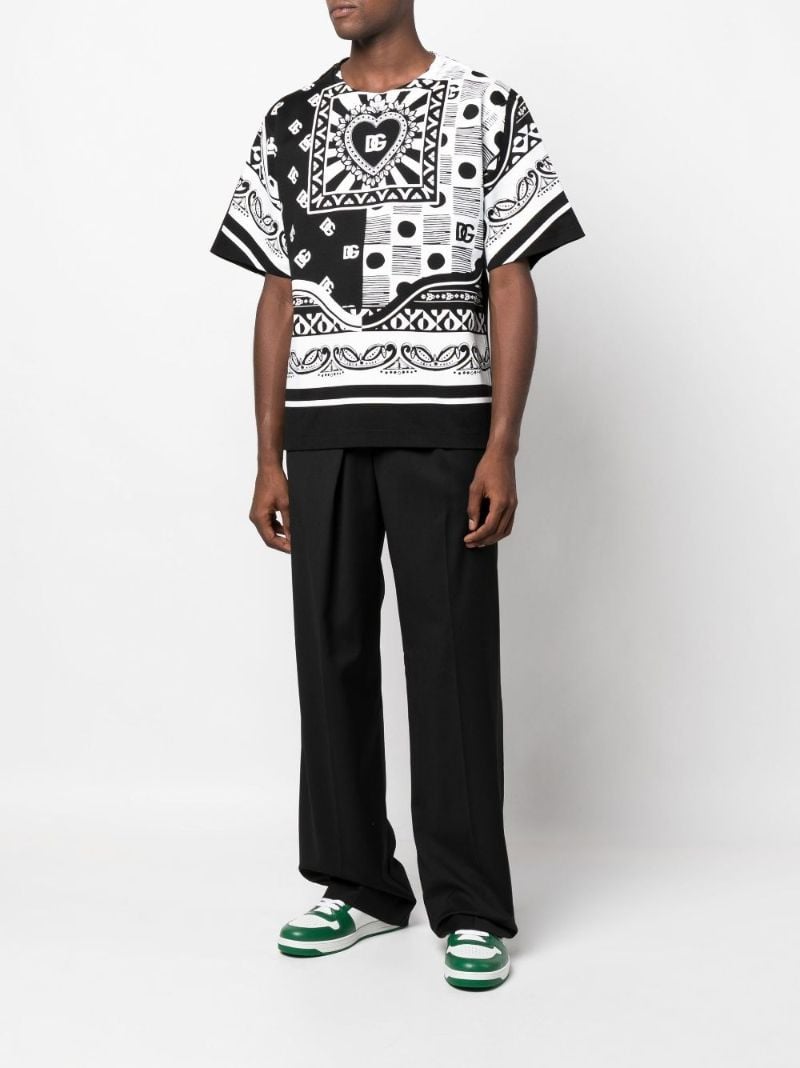 Black and White Dg Bandana Print Cotton T-shirt