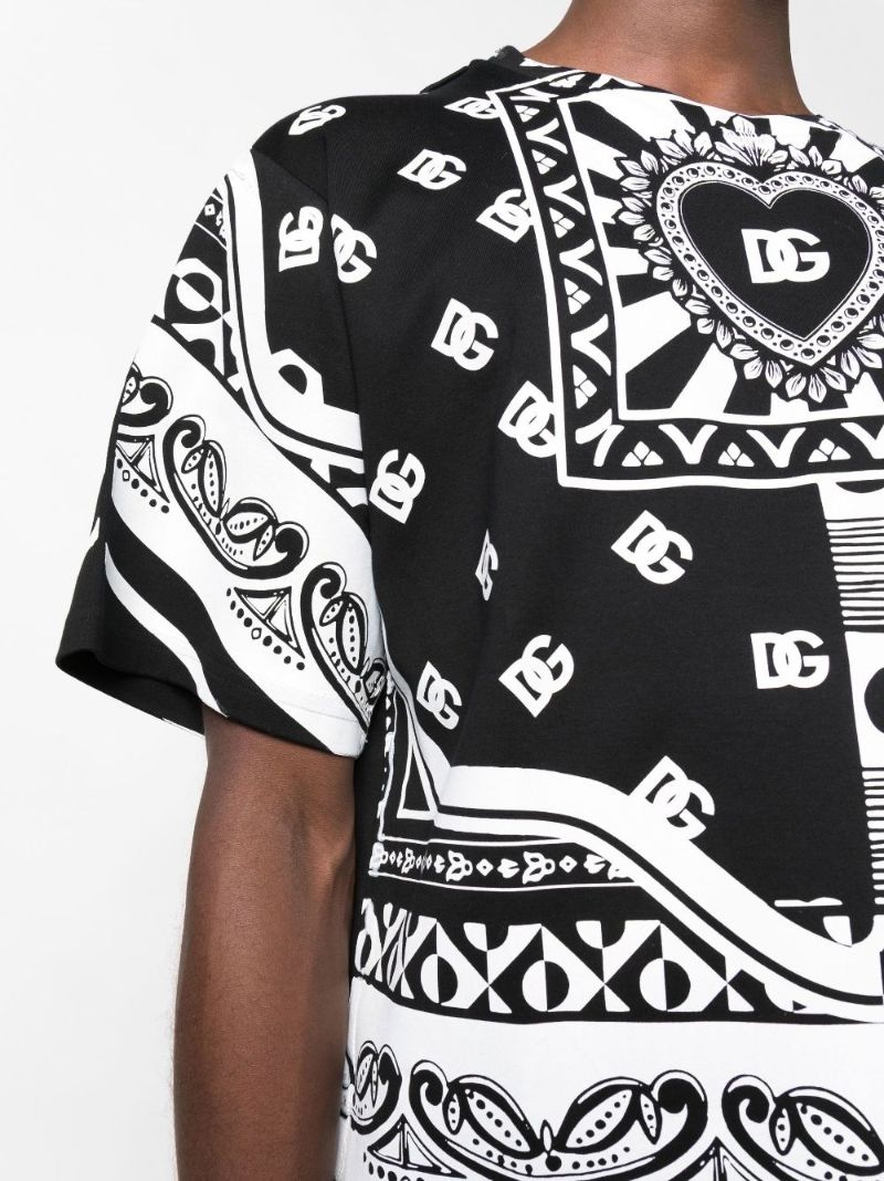 Black and White Dg Bandana Print Cotton T-shirt