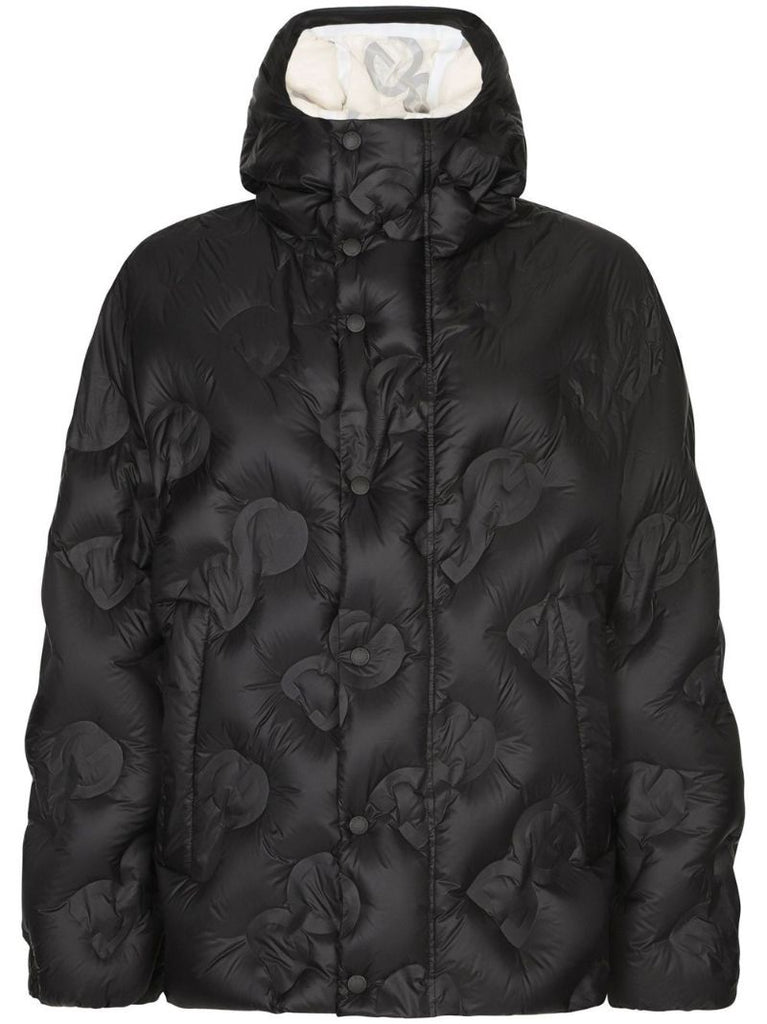 Black Dg Logo Quilted Padded Coat