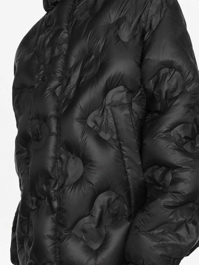Black Dg Logo Quilted Padded Coat