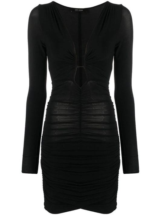 Black Jordana Ruched Cut-out Mini Dress