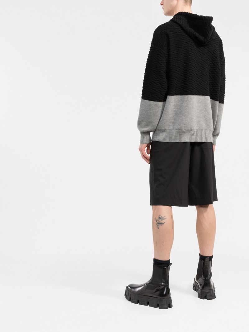Black and Grey Logo Knitted Wool Hoodie