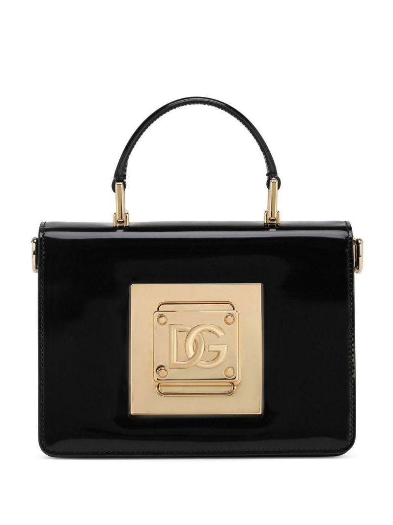 Black Dg Padlock Leather Shoulder Bag