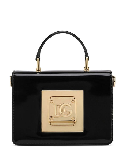 Black Dg Padlock Leather Shoulder Bag