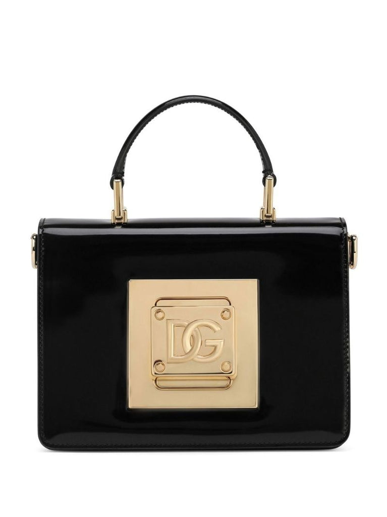 Black Dg Padlock Leather Shoulder Bag