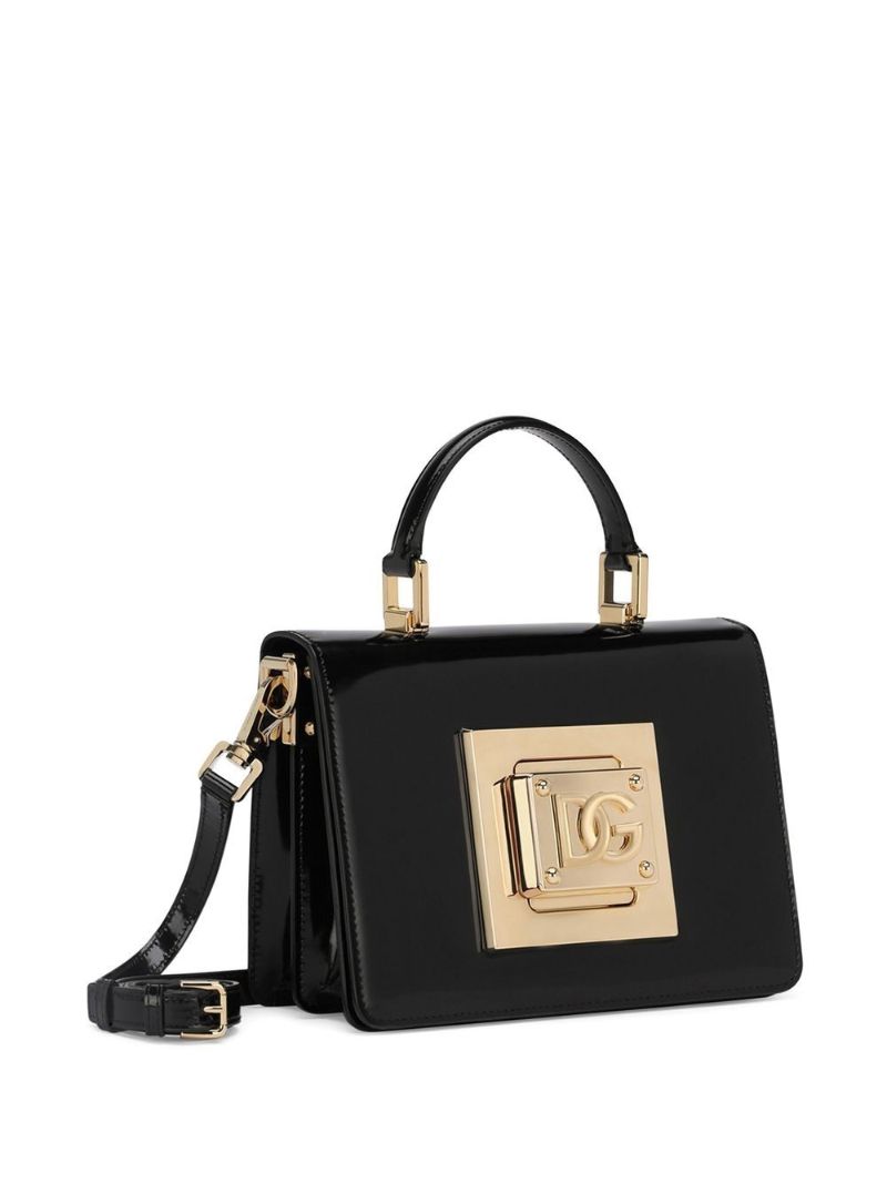 Black Dg Padlock Leather Shoulder Bag