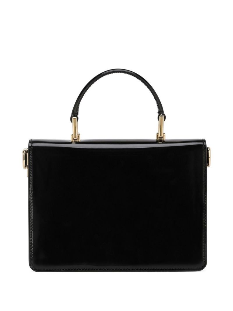 Black Dg Padlock Leather Shoulder Bag