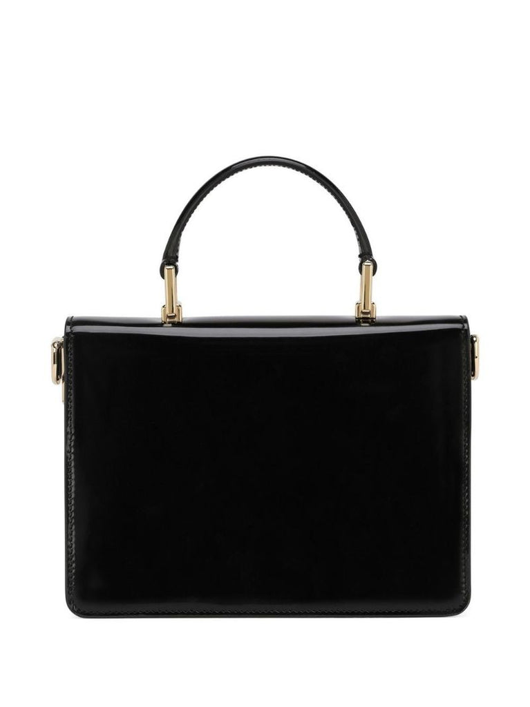 Black Dg Padlock Leather Shoulder Bag
