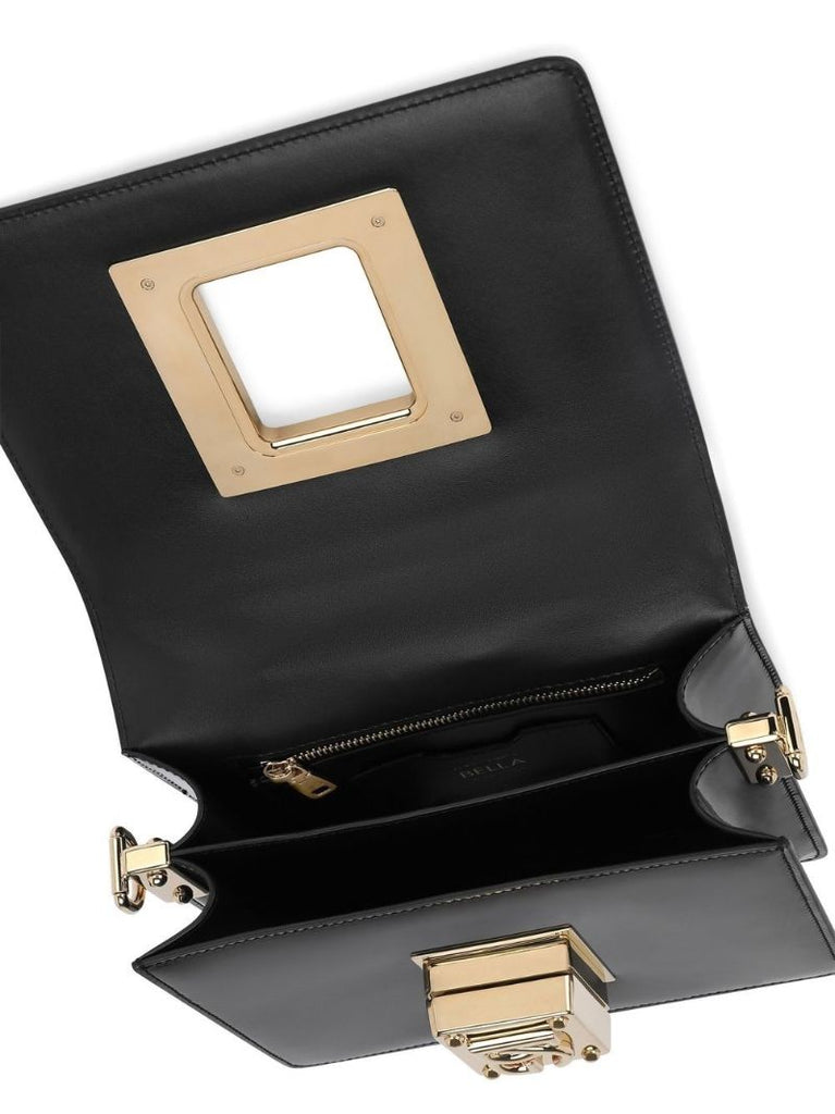 Black Dg Padlock Leather Shoulder Bag