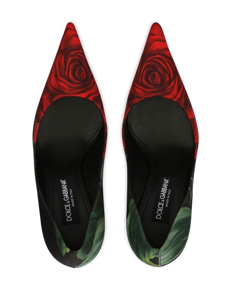 Black DÃ_x0083_Â©colletÃ_x0083_Â© 105 Rose Print Leather Pumps