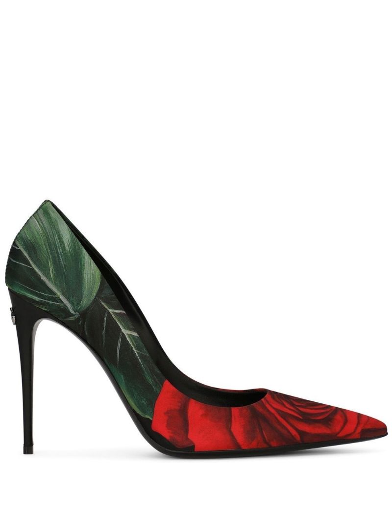 Black DÃ_x0083_Â©colletÃ_x0083_Â© 105 Rose Print Leather Pumps