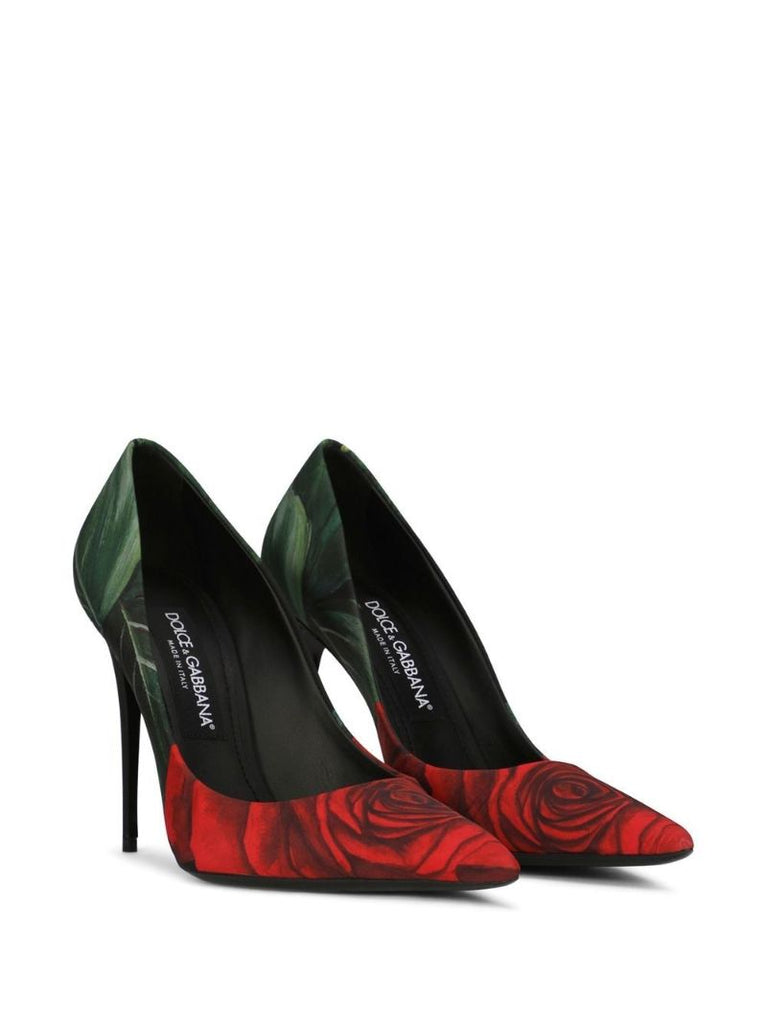Black DÃ_x0083_Â©colletÃ_x0083_Â© 105 Rose Print Leather Pumps