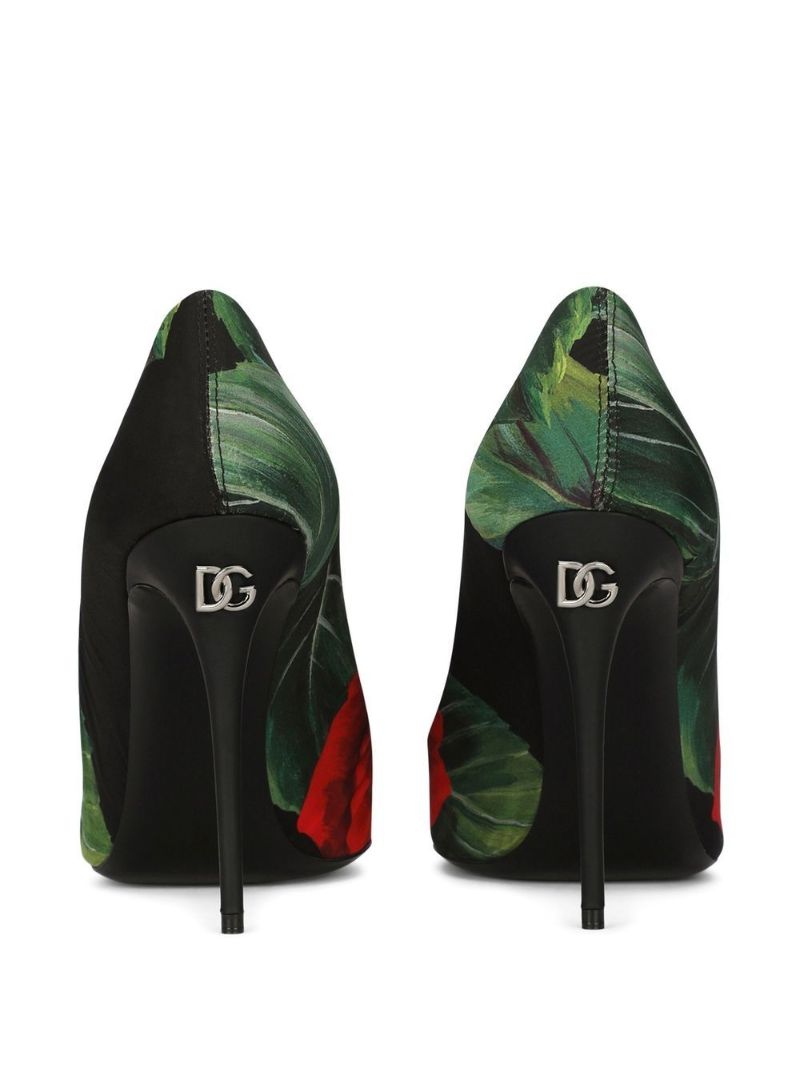 Black DÃ_x0083_Â©colletÃ_x0083_Â© 105 Rose Print Leather Pumps