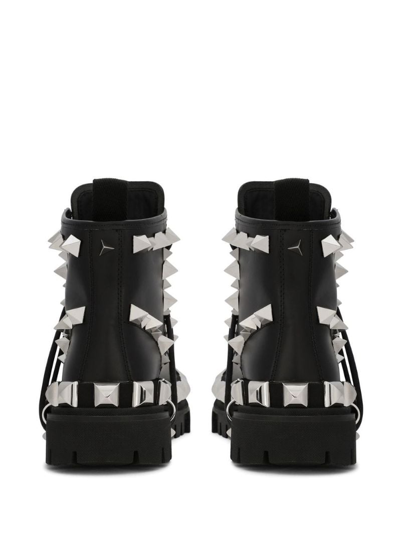 Black Studded Leather Combat Boots