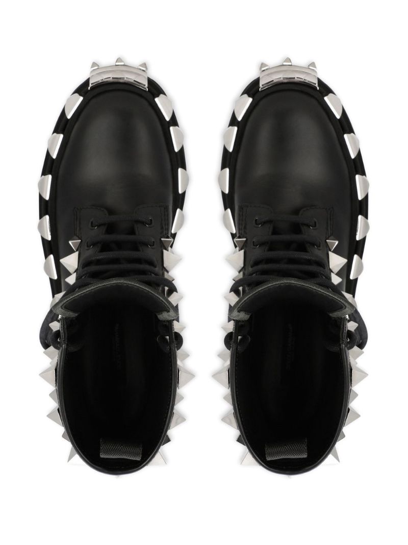 Black Studded Leather Combat Boots