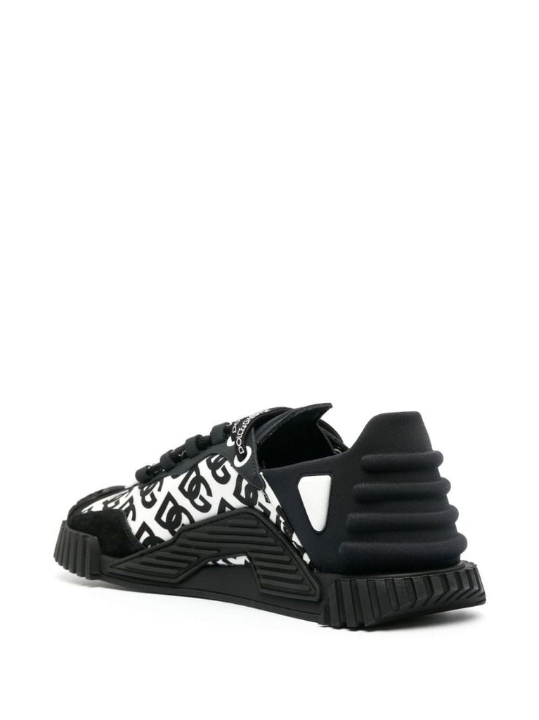 Black Monogram Low Top Leather Sneakers