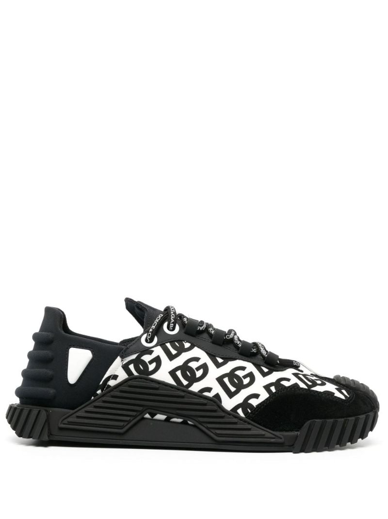 Black Monogram Low Top Leather Sneakers