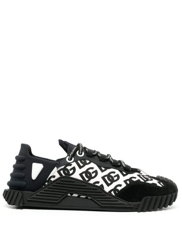 Black Monogram Low Top Leather Sneakers
