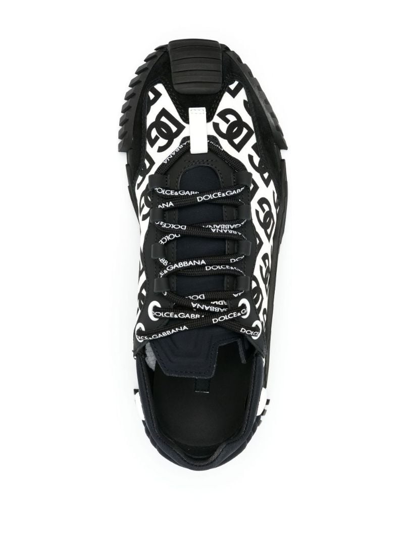 Black Monogram Low Top Leather Sneakers