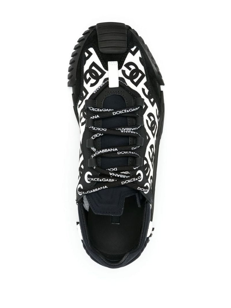 Black Monogram Low Top Leather Sneakers