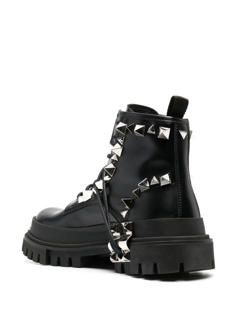 Black Darkside Leather Combat Boots