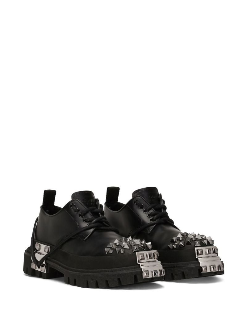 Black Studded Leather Derby Shoes