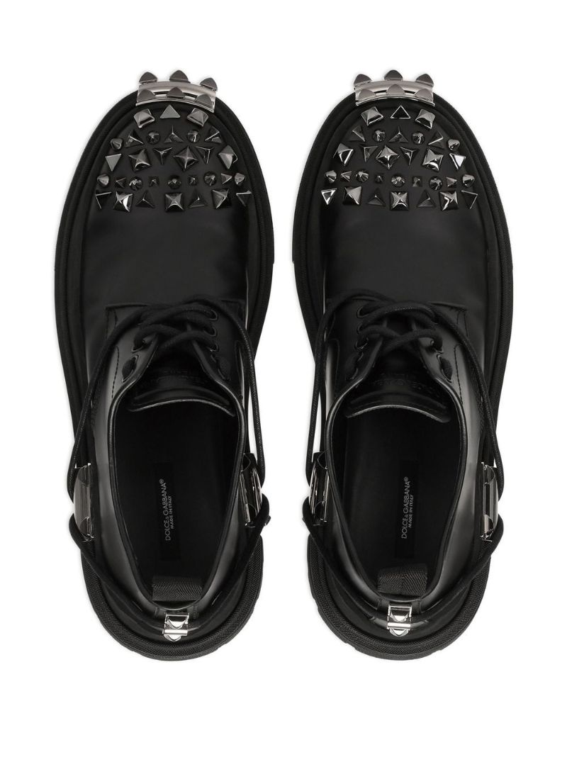 Black Studded Leather Derby Shoes