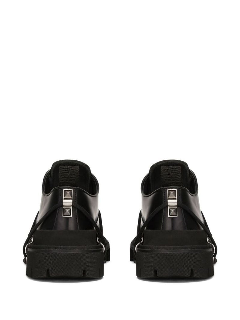 Black Studded Leather Derby Shoes
