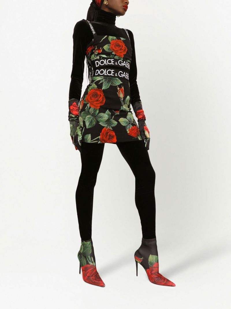 Black Rose Print Silk Crop Top