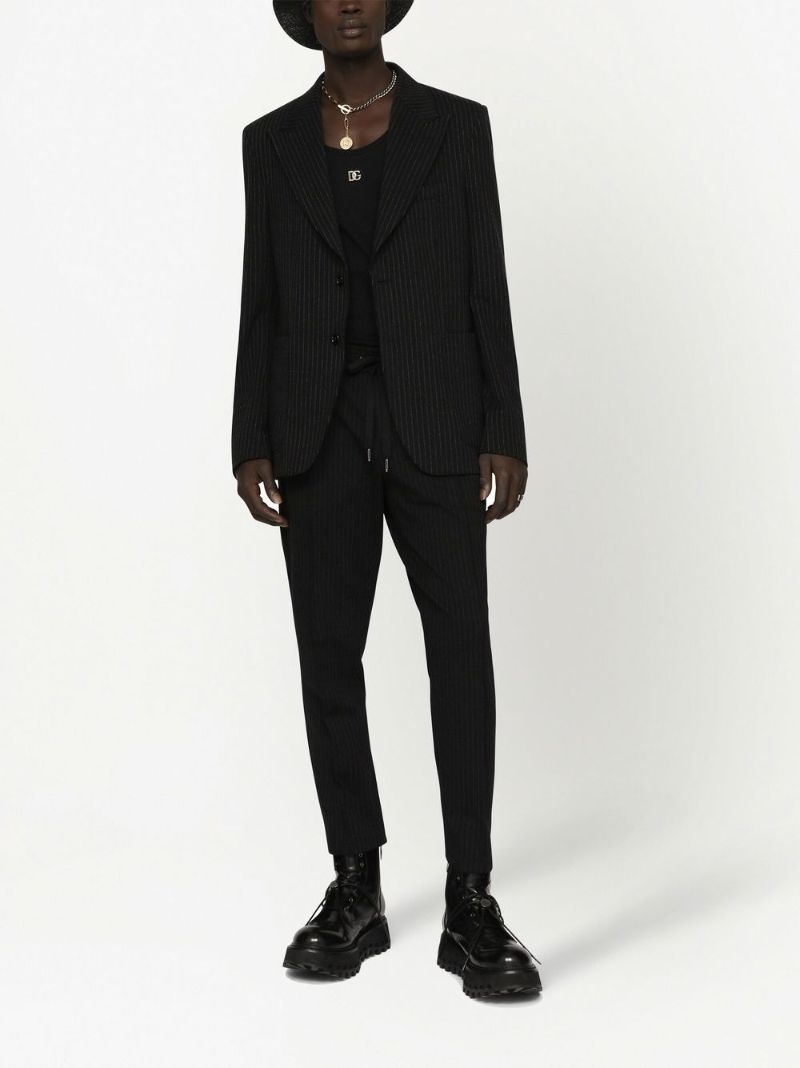 Black Pinstripe Single-breasted Blazer