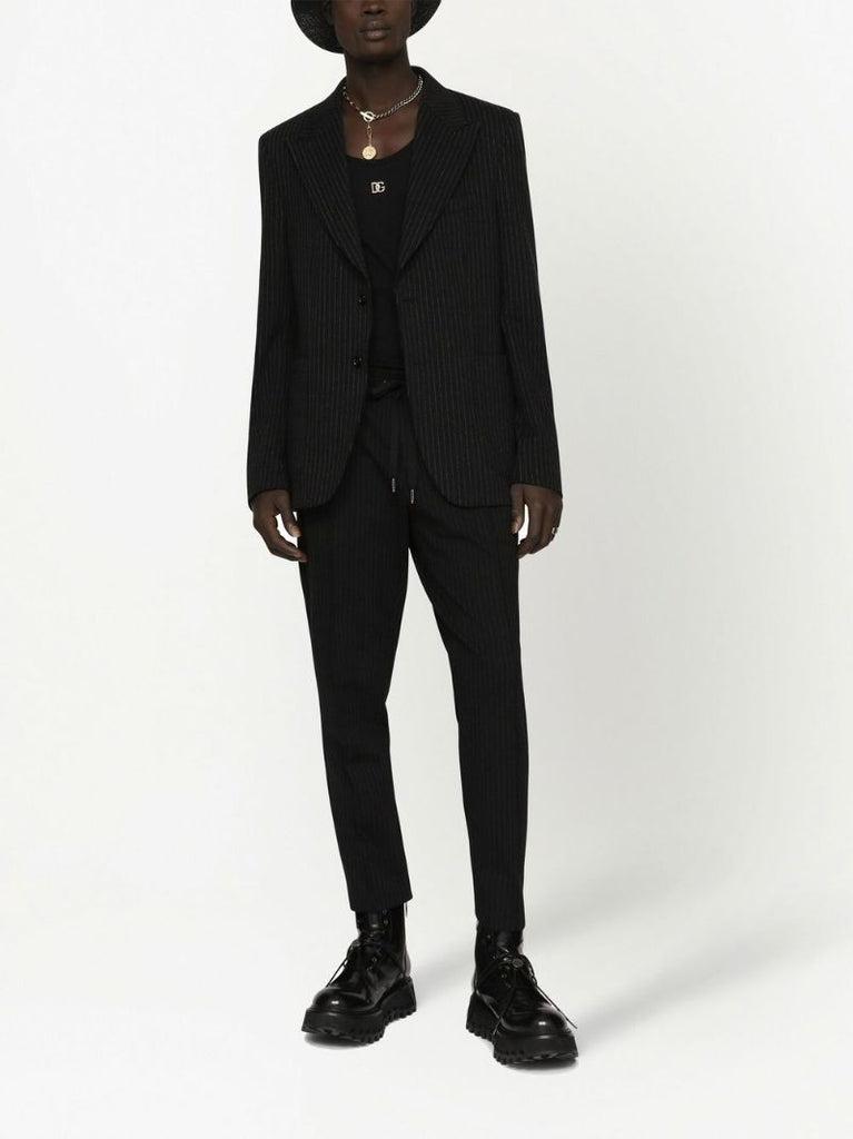 Black Pinstripe Single-breasted Blazer