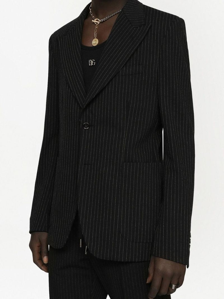 Black Pinstripe Single-breasted Blazer