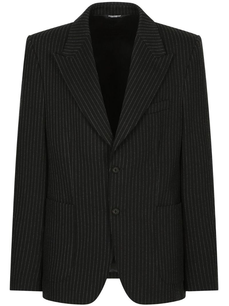 Black Pinstripe Single-breasted Blazer
