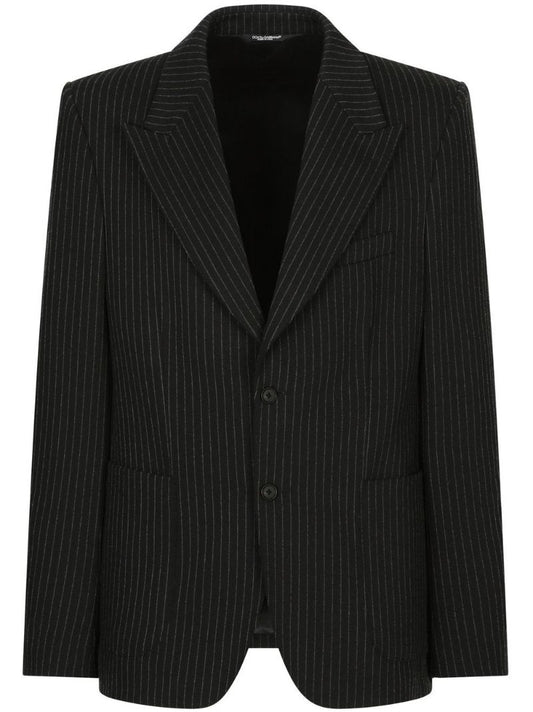 Black Pinstripe Single-breasted Blazer