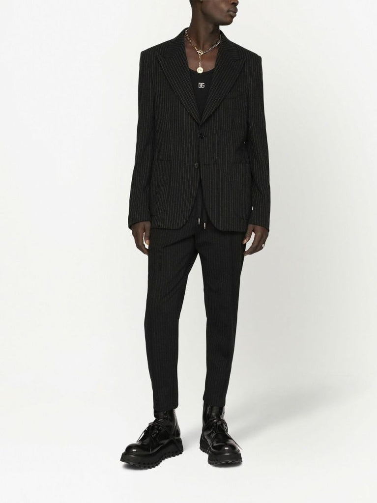 Black Pinstripe Single-breasted Blazer