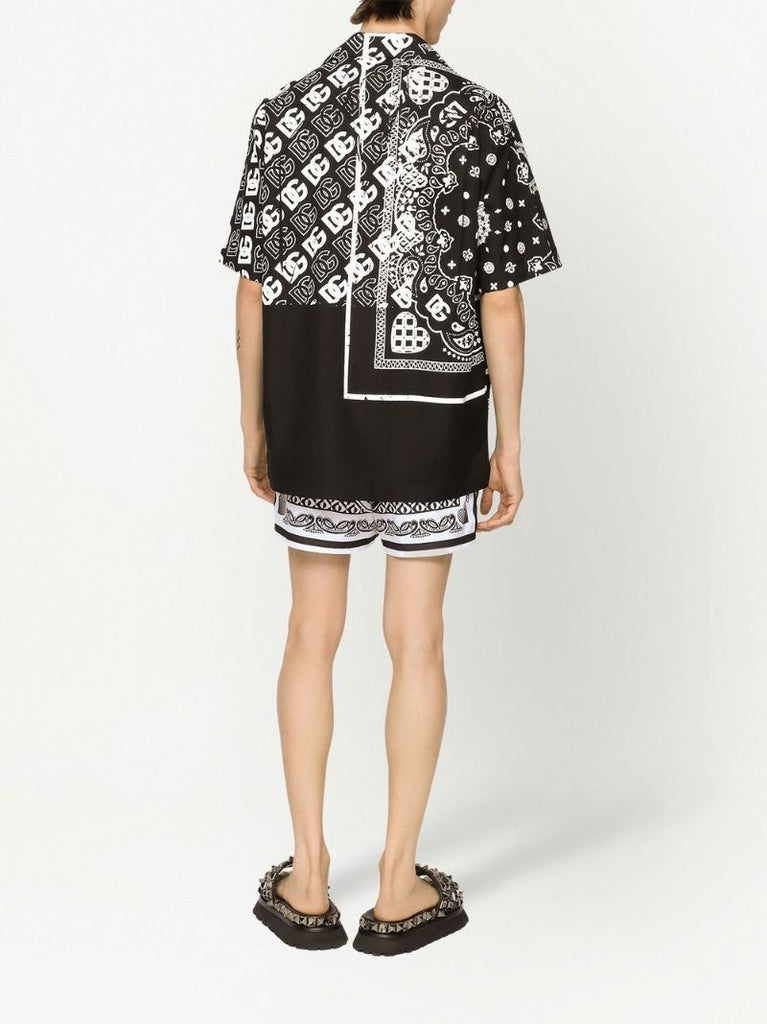 Black Bandana Print Cotton Shirt
