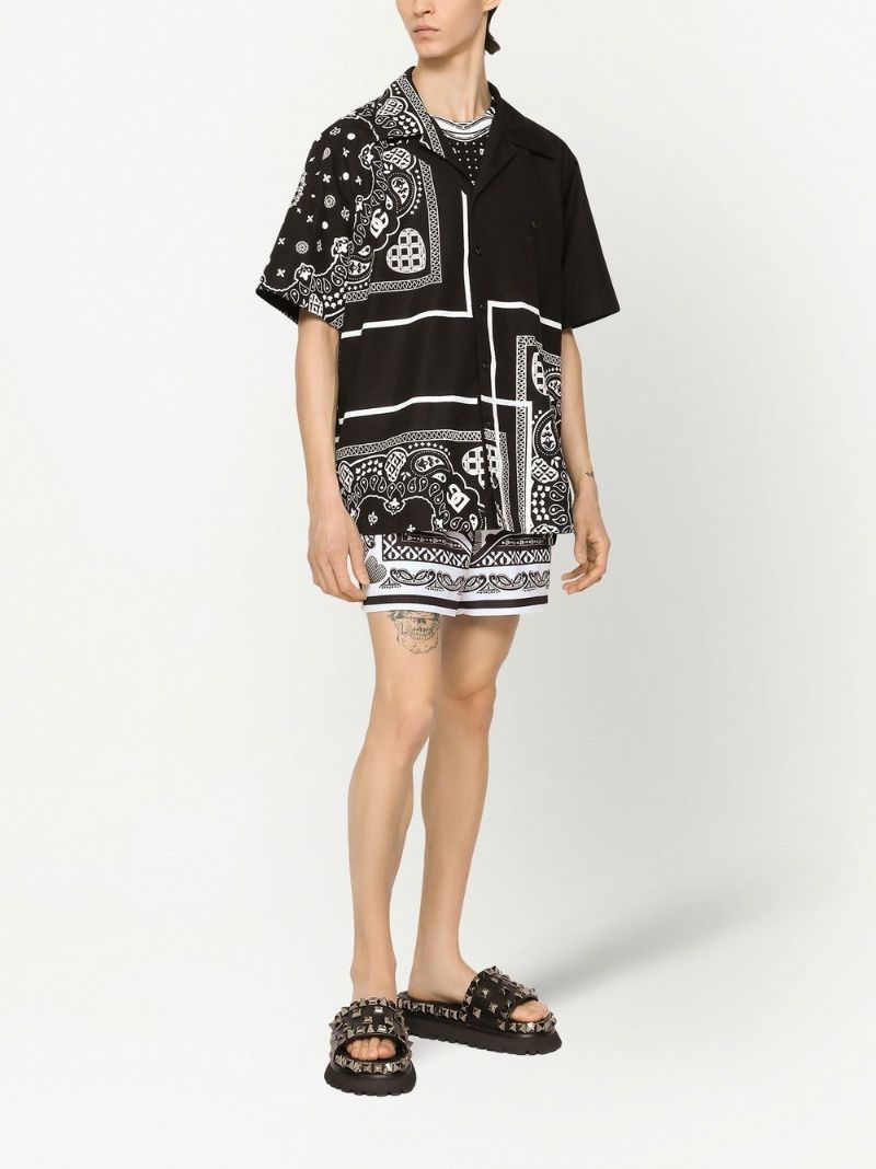 Black Bandana Print Cotton Shirt