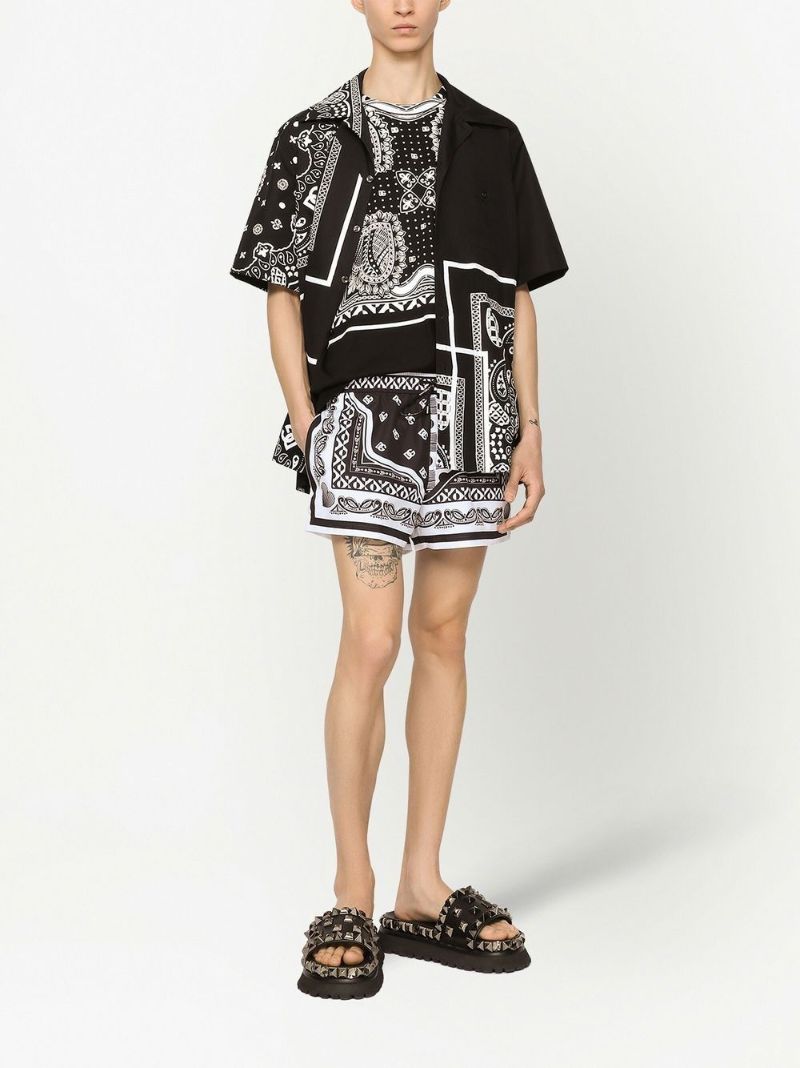 Black Bandana Print Cotton Shirt
