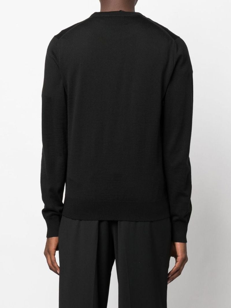 Black Logo Plaque Embroidered Cotton Sweater