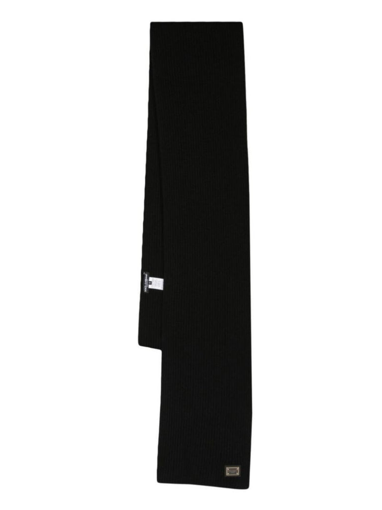 Black Logo Plaque Cashmere Scarf
