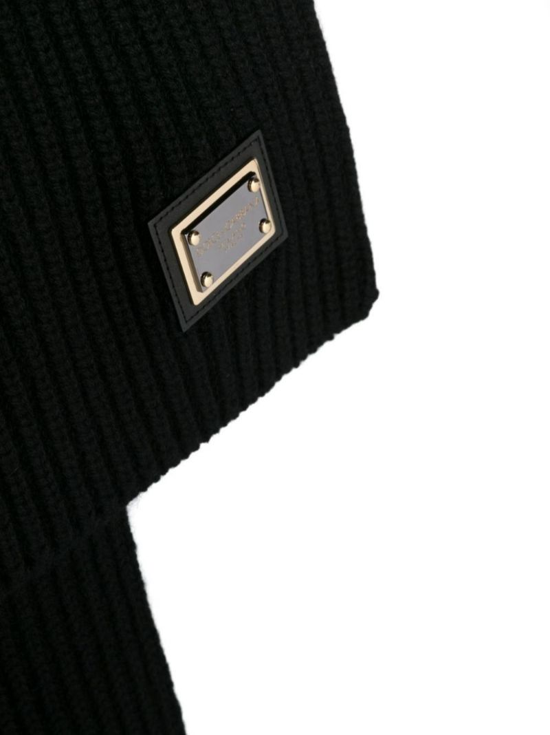 Black Logo Plaque Cashmere Scarf