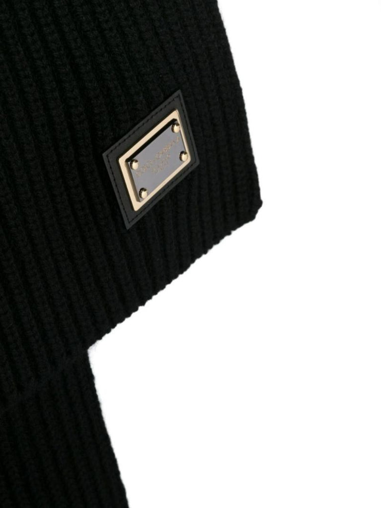 Black Logo Plaque Cashmere Scarf
