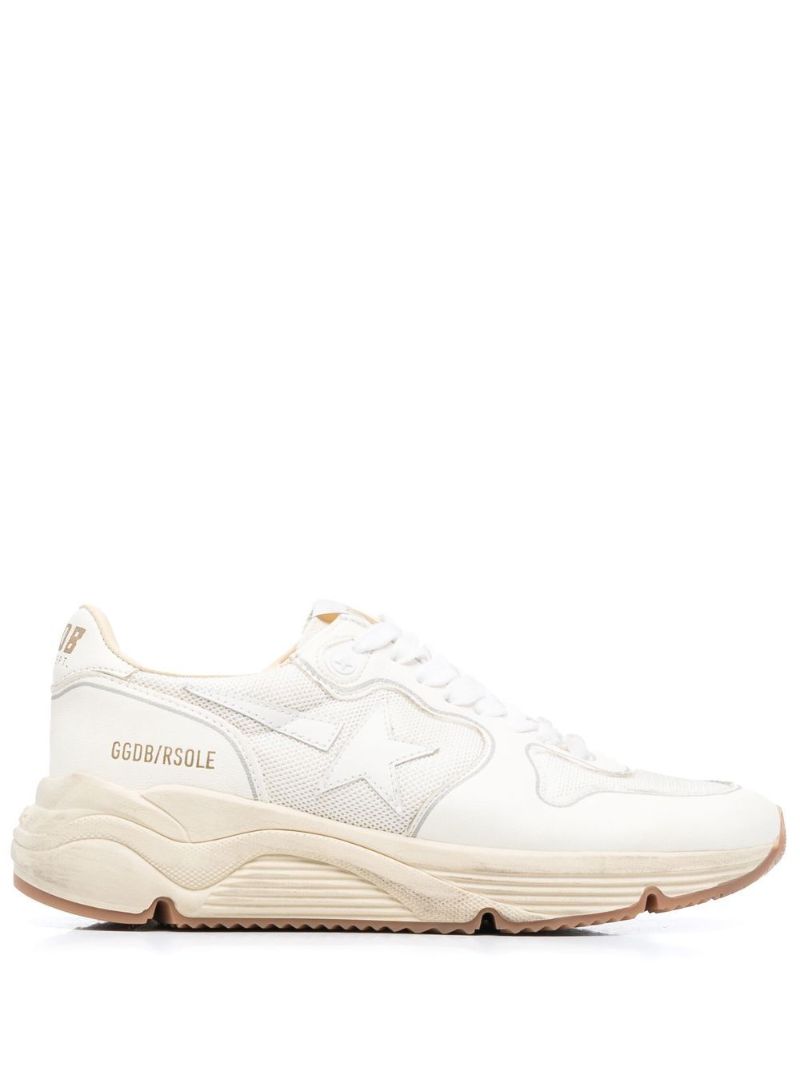 White Running Sole Leather Sneakers
