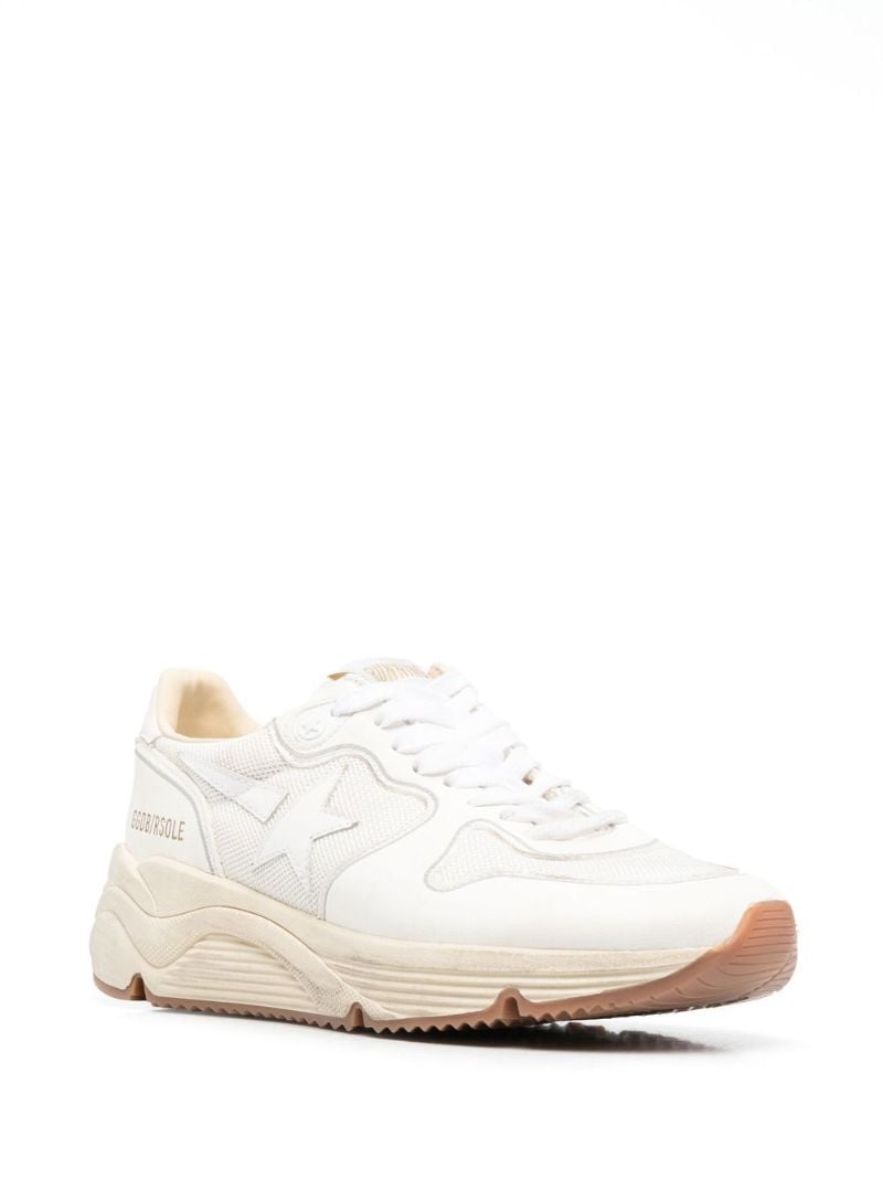 White Running Sole Leather Sneakers