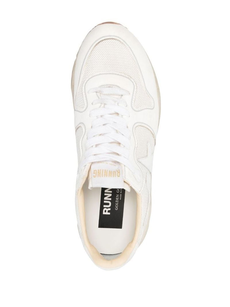 White Running Sole Leather Sneakers