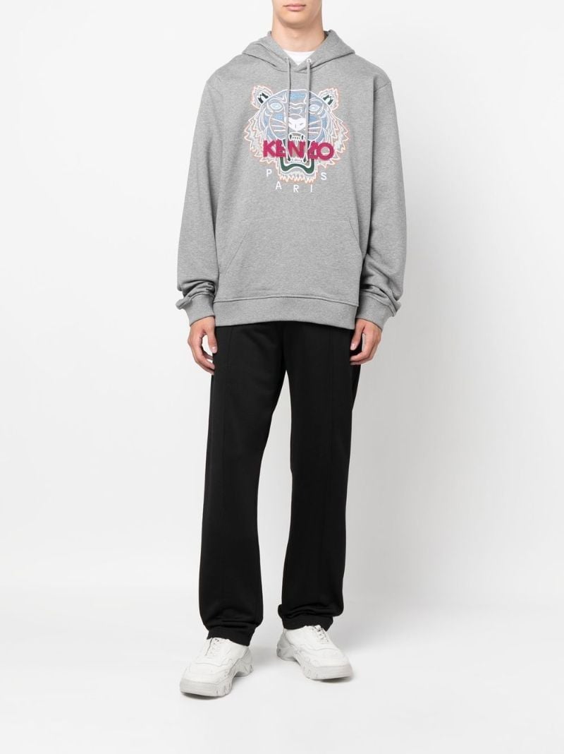 Grey Tiger Embroidered Hoodie