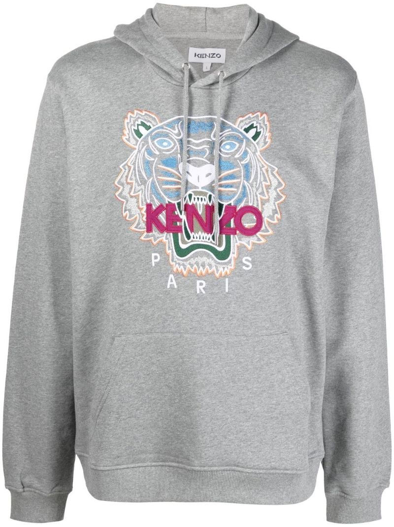 Grey Tiger Embroidered Hoodie
