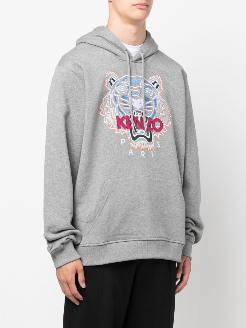 Grey Tiger Embroidered Hoodie