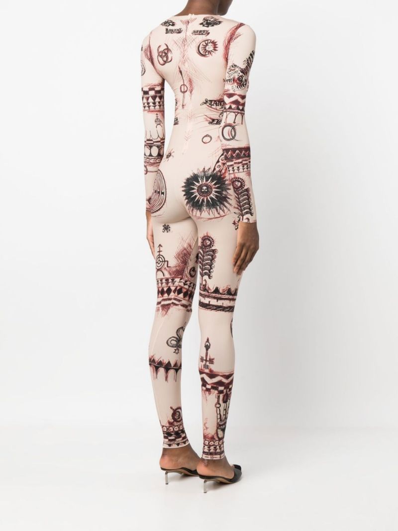 Neutral Geotic Print Jumpsuit